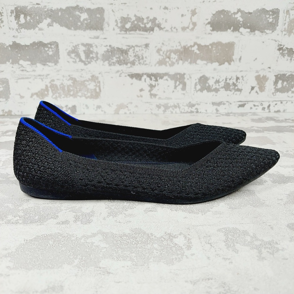 NEW Rothy's The Flat Black Knit Pointy Toe Slip On Loafers E316 - Picture 3 of 8